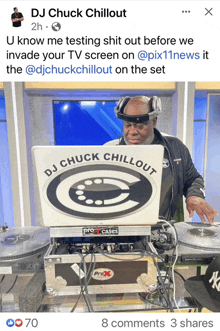 a picture of dj chuck chillout playing music on a laptop