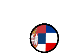 a circle with a red white and blue flag in the middle