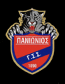 a shield with a tiger on it and the word panionios on it