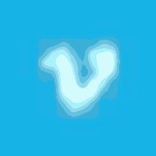 a blue background with the letter v in the clouds