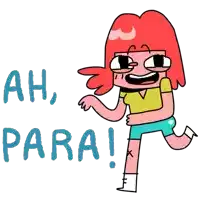 a cartoon of a girl with red hair says " ah para "