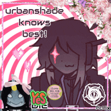 urbanshade knows best written on a pink and white striped background