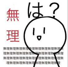 a person with a question mark on their head is standing in front of chinese writing .