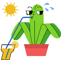 a cactus drinking a drink through a straw