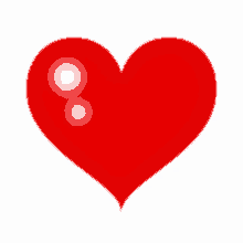 a red heart on a white background with a blurred background