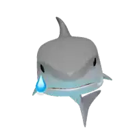 a cartoon shark with a tear coming out of its nose