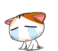 a cartoon cat is crying with its eyes closed and tears running down its face