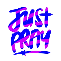 a purple and blue graphic that says just pray