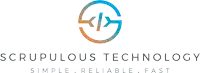 a logo for scrupulous technology that is simple reliable fast