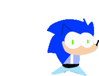 a cartoon drawing of sonic the hedgehog with blue hair and green eyes