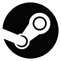 a black and white steam logo with a white circle in the middle