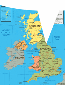 a map of the united kingdom with scotland highlighted in yellow