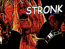 stronk is written on a red and black background