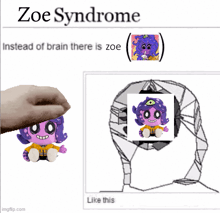 zoe syndrome instead of brain there is zoe like this meme