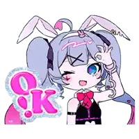 a cartoon girl with bunny ears is giving the ok sign .