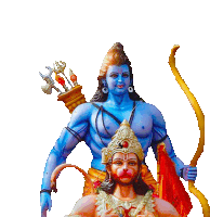 a painting of ram and hanuman holding a bow and arrow