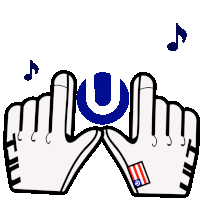 a cartoon drawing of a pair of hands with the letter u on them