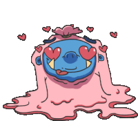 a cartoon illustration of a monster with hearts in its eyes