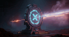 a circular object with a x in the middle of it