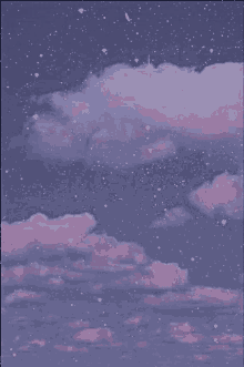 a purple sky with clouds and stars in it