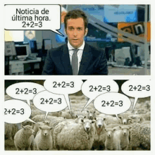 a man in a suit and tie is standing in front of a herd of sheep and talking to them .