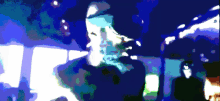 a pixelated image of a man in a mask