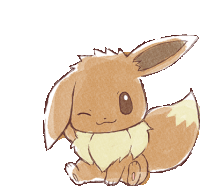 a drawing of a brown eevee with a yellow tail on a white background