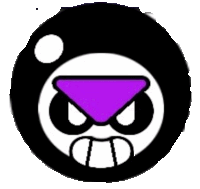 a black and white circle with a purple triangle in the middle of it