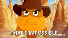 a cartoon cat with a cowboy hat says that 's impossible netflix