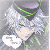 a drawing of a man with a hat and a heart that says silver de naru on it