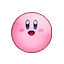 a pink smiley face with blue eyes and a surprised look on its face .