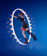 a woman is holding a glowing hula hoop in her hand