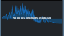 a computer screen displays a waveform with the words " you are now entering the wiggly zone "