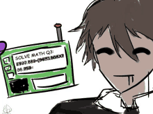 a drawing of a person with a sign that says solve math q3 on it