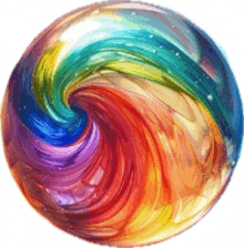 a painting of a colorful swirl in a circle on a white background