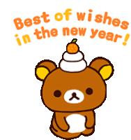 a cartoon of a bear with the words best of wishes in the new year above it