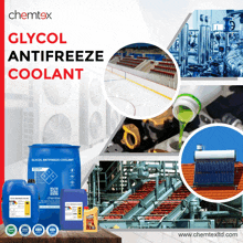 an advertisement for glycol antifreeze coolant shows various types of coolant