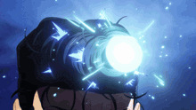 a close up of a person 's head with a glowing light coming out of it