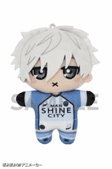 a man shine city stuffed animal with white hair