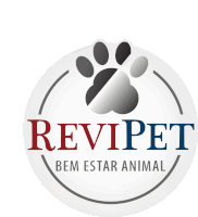 a logo for revipet bem estar animal with a paw print on it