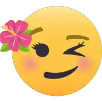 a smiley face with a pink flower on it