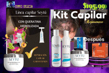 seytu hair products are displayed on a poster