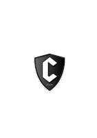 a black and white logo with the letter c on a shield .