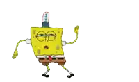 a cartoon of spongebob with an anchor on his head is dancing