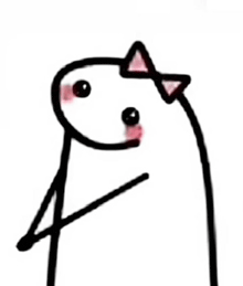 a stick figure with a pink bow on its head and a stick in its mouth .