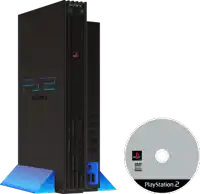 a black playstation 2 console next to a dvd