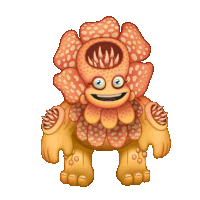 a cartoon drawing of a monster with a flower head