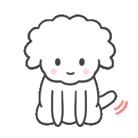 a cartoon drawing of a sheep with a pink nose and pink cheeks