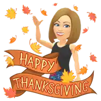 a cartoon of a woman holding a banner that says " happy thanksgiving "