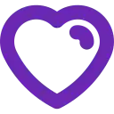 a purple heart with a white circle inside of it .